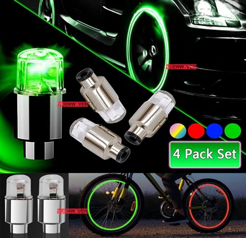 8 Pack LED Valve Stem Caps Lights for Car Tires Wheel Assemblies Light up Air Neon Bicycle Motorcycle Tyre Bike Truck Golf Cart for Kids Men Women(8 Green) - color: 8 Green