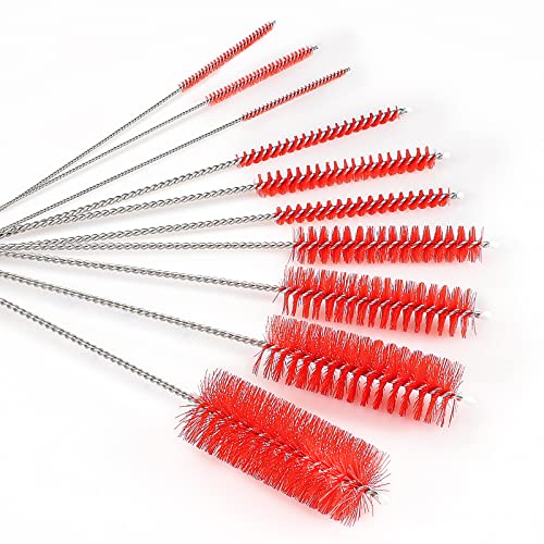 CiaraQ Bottle Cleaning Brushes, 8 Inch Nylon Tube Brush Set - color: Red, size: 8.0 Inch (10pcs)