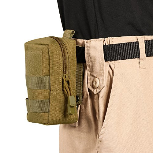Tactical Molle Pouches Multi-Purpose Military Nylon Waist Pack Utility Bag Detachable Patches Pouches for Dog Vest Harness - color: Tan