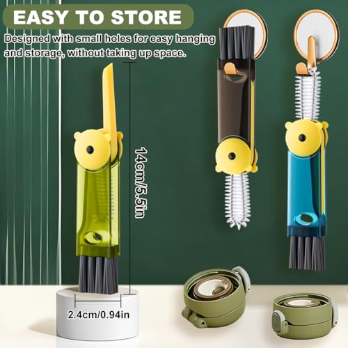 3 in 1 Cup Lid Cleaning Brush, Portable Cup Cleaner Brush, New Water Bottle Lid Cleaner Brush, Multifunctional Cleaning Brush - Home Kitchen Cleaning Tools for Tight Spaces & Bottle Gaps, 3 PCS - color: Green Blue Black-b