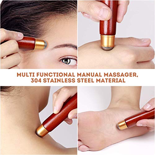 2Pcs Back Scratchers Extendable with Wood Handle & Massage Roller - color: Dark Red-2pack