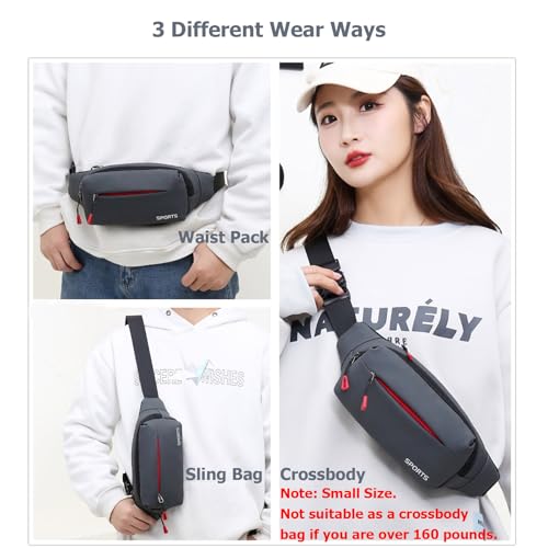 Fanny Pack Men Women Water-resistant Sports Waist Pack Small Bumbag Unisex - color: Gray