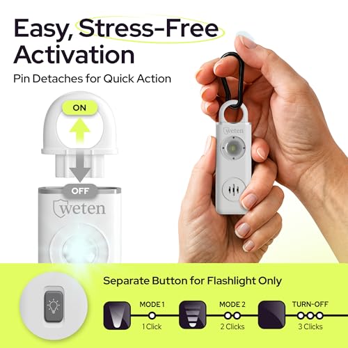 Personal Alarm for Women Safety, 130dB Loud Siren Keychain, TSA Safe, White - color: E - White