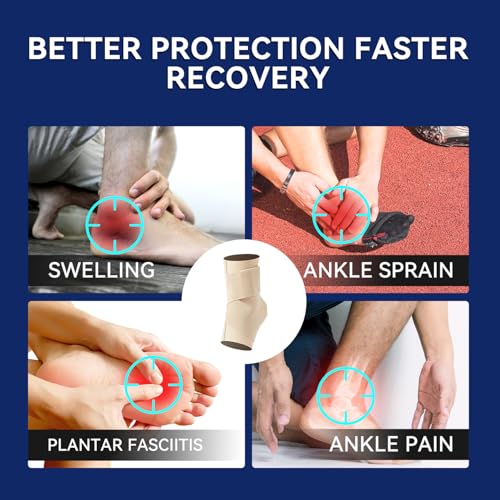 JOMVD Elastic Ankle Brace for Women&Men - Thin Lightweight Silky Compression Sleeves with Wraps for Plantar Fasciitis Sprained Ankle Injury Relief, Sports, X-Large