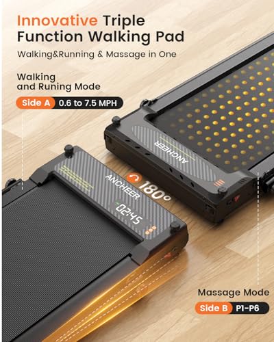 ANCHEER Walking Pad with Incline - Under Desk Treadmill with Handle Bar - color: Obsidian Black