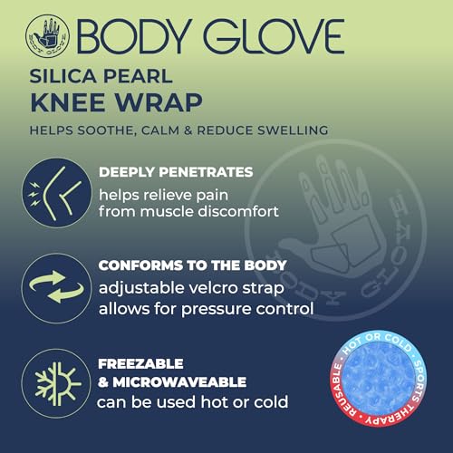 Body Glove Ice Packs for Injuries Reusable Knee Ice Pack Wrap, 2 in 1 Hot and Cold Pain Relief Microwavable Gel Beads Knee Wrap