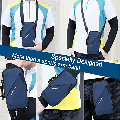 Phone Holder Arm Bands, Small Crossbody Shoulder Holsters Bag with Arm Band, Fits iPhone and All Cell Phones, Use for Running, Walking, Hiking & Biking (Plus Size,Blue) - color: Blue
