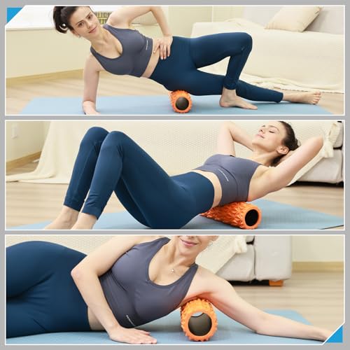 Foam Roller, 15 inch High Density Massage Roller for Exercise - color: Orange