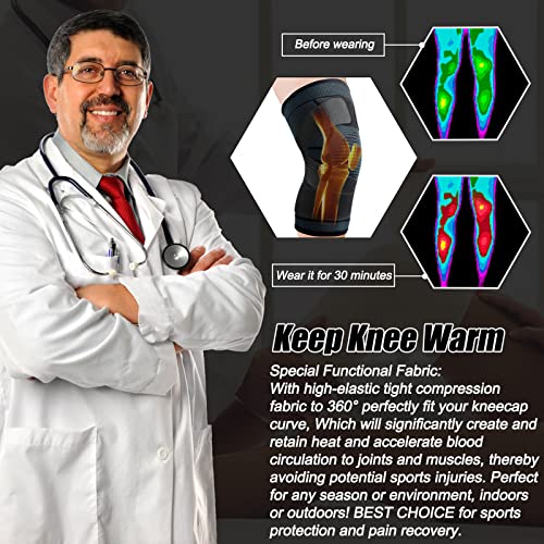 Compression Knee Brace for Women & Men - 2 Pack with Adjustable Straps - color: 2 Pack - Black, size: XXX-Large