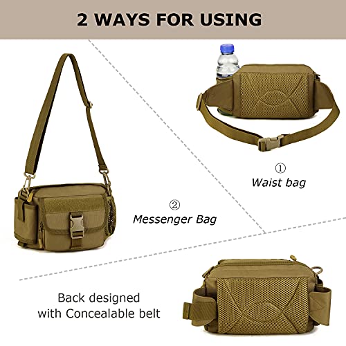 Tactical Fanny Pack for Men, Military Running Waist Bag - color: Black