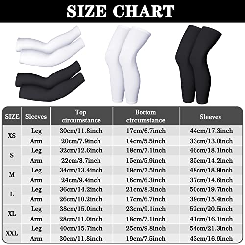 Geyoga 2 Pairs Arm Leg Sleeves for Men, Large, Black, White - color: Black, White, size: Large