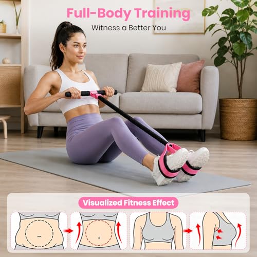 Rojvvec Pedal Resistance Bands with Handles, 55LBS Exercise Band for Women - color: Pink-Black