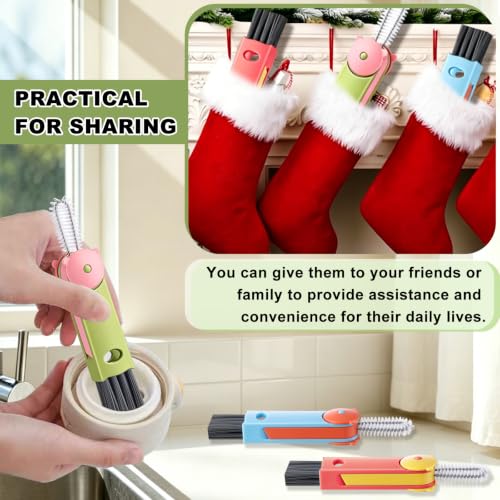 3 in 1 Cup Lid Gap Cleaning Brush, Multifunctional Bottle Lid Cleaner Brush, Home Kitchen Crevice Brush Cleaning Tools for Tight Spaces & Bottle Gaps, Portable Small Brush 3 PCS - color: Green Blue Red-bear