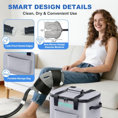 Ice Machine for Knee After Surgery, Portable Cold Therapy Machine, Knee Replacement Recovery System with Programmable Timer, 3 Speeds & 18 Hours Cooling, Pain Relief for Injuries Recovery
