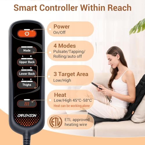 CARSHION Back Massager with Heat,Heated Seat Cover Cushion - color: Black