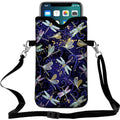 Universal Neoprene Cell Phone Pouch 7.1 X 4 in Mobile Protection Case Bag with Crossbody Strap/Neck Lanyard Dragonfly Printed Pattern - color: Dragonfly Printed Pattern