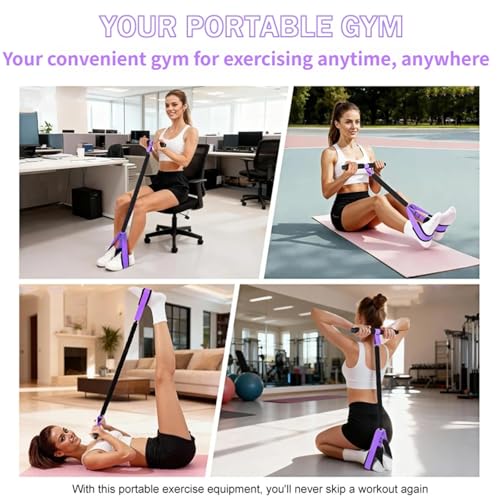 Multifunction Pedal Resistance Band with Handle,Tube/Petal/Foot/Full Body Resistance Bands with Handles,Multifunctional Foot Pedal Resistance Band,Leg Raise Straps. - color: Purple 55lbs