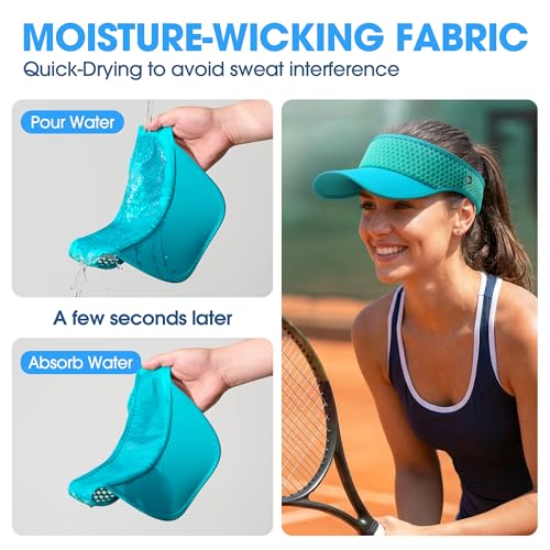 LONGLONG Sports Sun Visor Hat with Non-Slip Toggle Breathable for Women Men - color: Teal