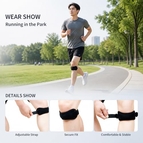 1 Pair Sports Patella Knee Strap Shock Absorbing Knee Support - color: Black