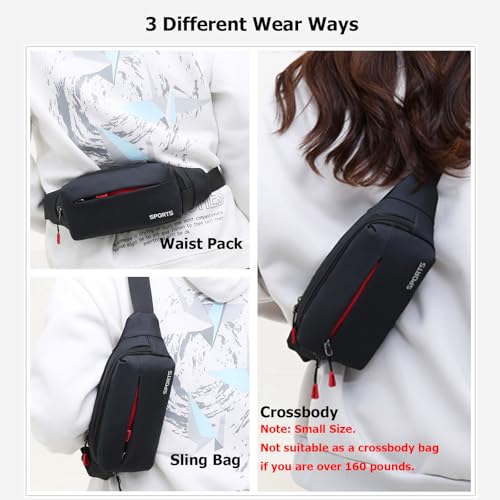 Fanny Pack Men Women Water-resistant Sports Waist Pack Small Bumbag Unisex - color: Black