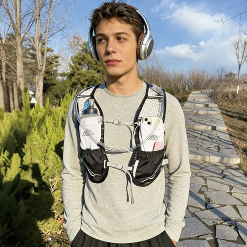 TRIWONDER Hydration Vest Running Backpack for Men & Women, Water Pack for Hiking, Camping, Climbing & Cycling, Lightweight Daypack - color: 06 Black - with a 500ml Soft Flask