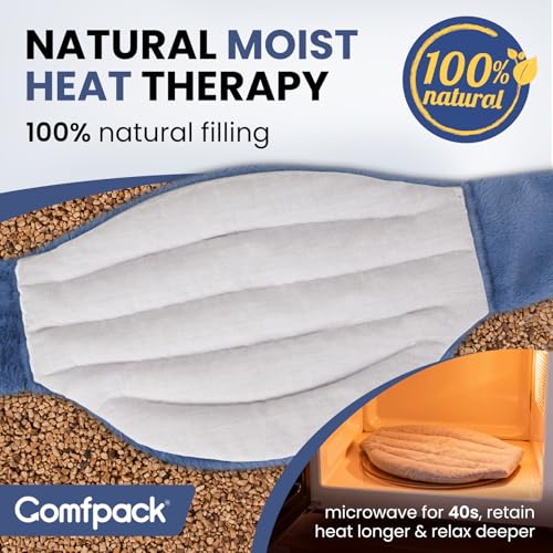 Comfpack Microwave Heating Pad for Back Pain Relief, Washable Microwavable Hot Compress Therapy for Sciatica Surgery Recovery, Lower Lumbar, Waist Warm Compress, Stomach, Cramps, Blue