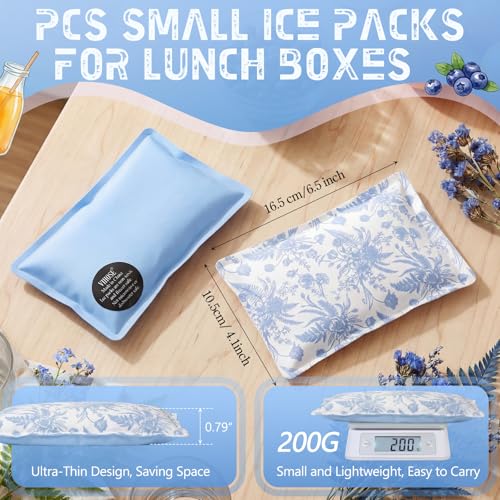 VIHOSE 2 Pcs Ice Packs for Lunch Box Bag - color: Blue, style: Floral