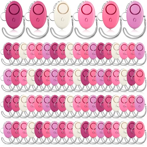 Kanayu 76 Pcs Personal Alarm Bulk 130DB Safe Sound Emergency Safety Self Defense Security Alert Keychain with Led Light Personal Protection Alarm for Women Girls Kids Elderly (Pink Color) - color: Pink Colors