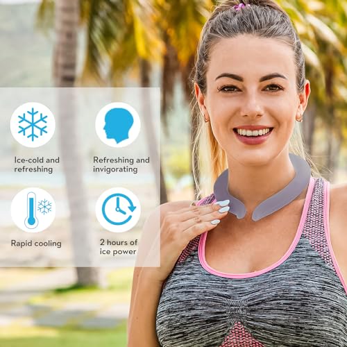 2 Pack Neck Cooling Tube with Insulated Cooling Bag, Reusable PCM Ice Ring - color: Gray*2