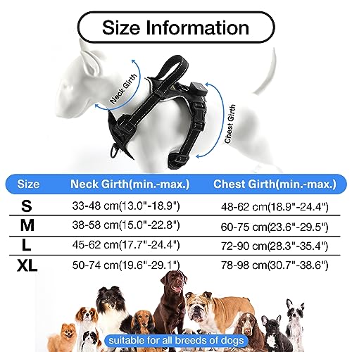 MASBRILL Light Up Dog Harness - No Pull Led Dog Harness Rechargeable Adjustable Lighted Dog Vest Harness for Small Medium Large Dogs - color: Black-Blue, size: S