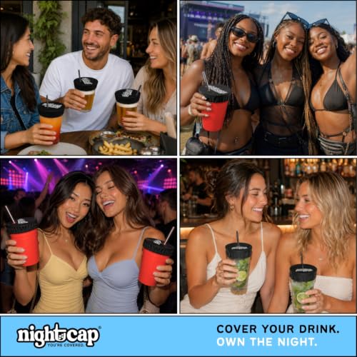 Nightcap Drink Cover Keychain, Portable Anti Drink Spiking Protector, Reusable Cup Shield for Bars, Festivals & Travel, Hidden Safety Cover for Women, Fits Most Cups & Glasses, As Seen on Shark Tank - style: 1 Pack