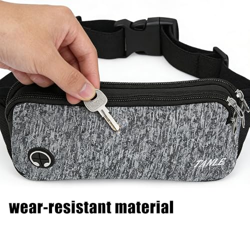 2PCS Waterproof Fanny Pack Waist Bag, Slim Sport Hip Pouch Bum Bag with Headphone Hole & Adjustable Strap, Lightweight Fannypack for Running Hiking Travel Women Men
