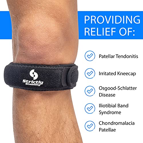 Patellar Tendon Knee Strap for Pain Relief for Athletic Support, Jumper’s Knee, Runner's Knee and Tendonitis (One Size)
