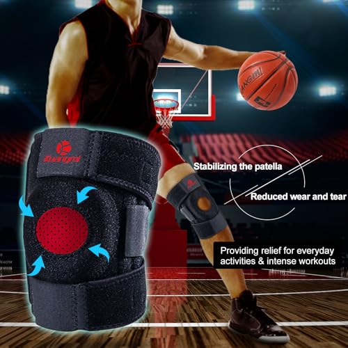 Kuangmi Knee Brace with Side Stabilizers & Patella Gel Pad,Adjustable Compression Knee Support with Arthritis Relief,Injury Recovery,Running,Weightlifting,Climbing(Black,2-Springs,S/M - color: Black(2 Springs), size: S/M