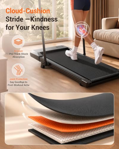 6% Incline 300 lbs Walking Pad Under Desk Treadmill,Metallic Black