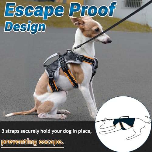 Escape Proof Dog Harness, No Escape No Pull Reflective Dog Harness with Durable Handle, Adjustable Heavy Duty Vest for Small Medium Large Dogs, Walking and Training (Black,XL) - color: Black, size: XL (Pack of 1)