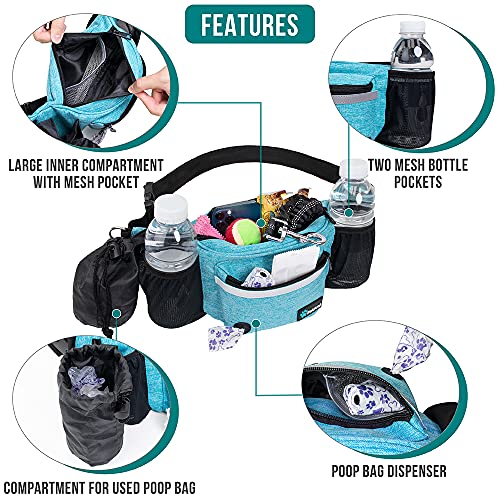PetAmi Dog Fanny Pack, Treat Pouch for Dog Walking Training, Turquoise Blue - color: Sea Blue