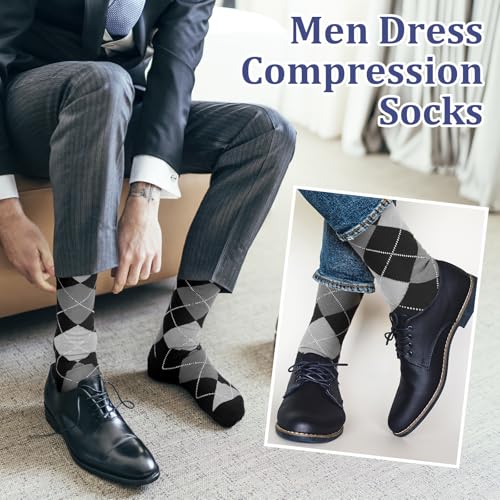 Shyyween 12 Pairs Men Knee High Compression Socks - size: Large, style: Classic