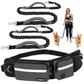 PetAmi Hands Free Dog Leash with Waist Running Belt Bag, Double (Charcoal) - color: Charcoal Grey, size: 2 Leashes