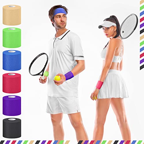 Nuanchu 24 Rolls Prewrap Athletic Tape, 2.75 in x 30 yd, 6 Colors - color: Black, White, Beige, Rose Red, Lime Green, Blue
