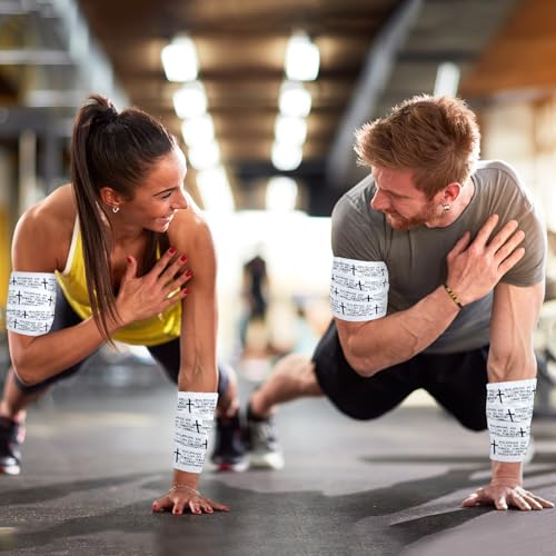 2Pcs Christian Athletic Tape 2in x 23ft Cotton Zinc Oxide Sport Faith Cross Sports Wristbands Religious Bible Verse Wrist Tape for Football Baseball Athlete Gymnastic Boxing First Aid Injury Wrap