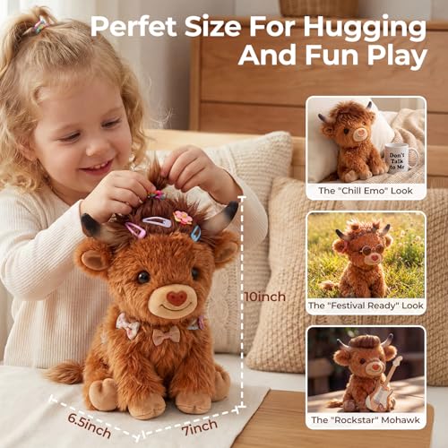 Mewaii Highland Cow Stuffed Animal, Heat & Cool for Kids & Girls, 10 Inch - style: Highland Cow