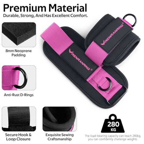 Ankle Resistance Bands w/Cuffs, Ankle Weights Women Booty Workout Equipment - color: Black