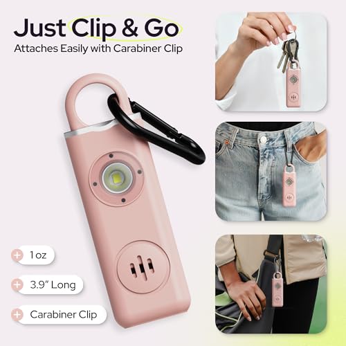 Rechargeable Personal Alarm Keychain for Women, 130dB, USB-C Charging, Pink - color: B - Pink