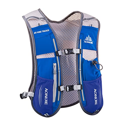 AONIJIE Running Vest Hydration Backpack 5L Unisex Trail Water Lightweight - color: Blue and No Water Bladder