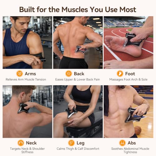 Heated Muscle Scraper Tool, Fascia Release Full Body Contouring Machine, Muscle Scraper Tool Features Modes: Vibration, Heat Therapy and Microcurrent, Fascia Instant Muscle Relaxation Soreness Relief - color: Black