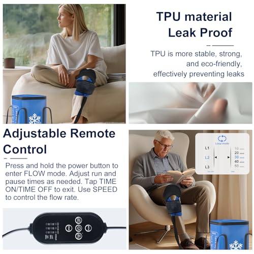 Ice Machine for Knee After Surgery, 19QT Quiet Cold Therapy Machine with Auto Timer, Adjustable Flow Control, Leak-Proof Cooler, Multi-Joint Ice Pads for Post-Op Recovery