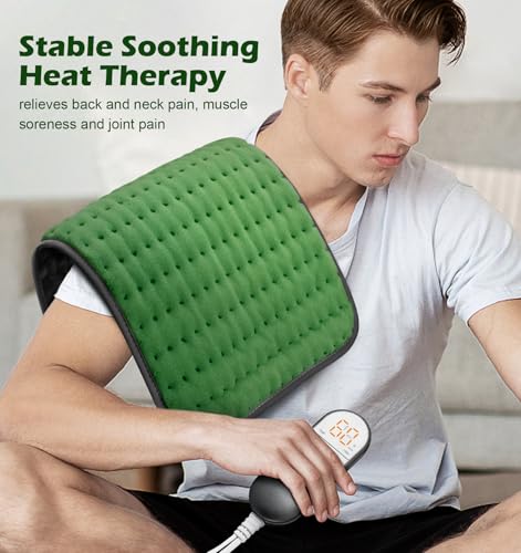 VALGELUIK Heating Pad for Back Pain Relief, 12"x24" Electric Heat Pad Gifts - color: Green, size: 12 Inch x 24 Inch