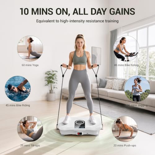 Vibration Plate Exercise Machine 350lbs Capacity Full Body Shaker - color: Pure white