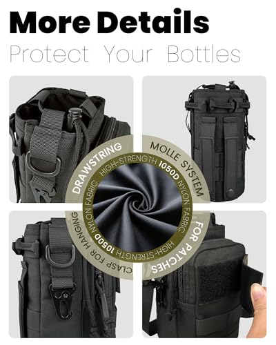 DEFUNX 32 Oz Water Bottle with Sleeve - Insulated Bottle with Strap Stainless Steel Gym Water Bottles for Men Sports Workout Hiking All Black - color: Black Bottle with All Black Sleeve, style: 32 Oz Water Bottle